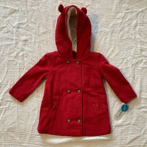Carters girls baby toddler red Sherpa lined fall jacket coat 18 months - NWT